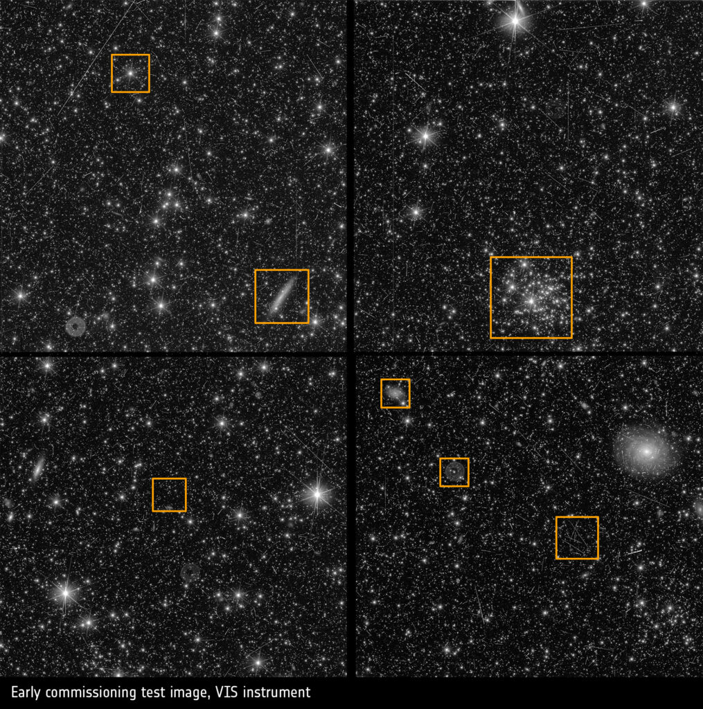 Features in the VIS First Light image. Different types of celestial objects and instrumental features are highlighted. Credits: ESA/Euclid/Euclid Consortium/NASA, CC BY-SA 3.0 IGO
